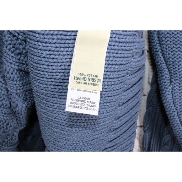 LL Bean Double L Blue Cotton Mixed-Cable Crewneck Pullover Sweater 1X - Picture 5 of 9